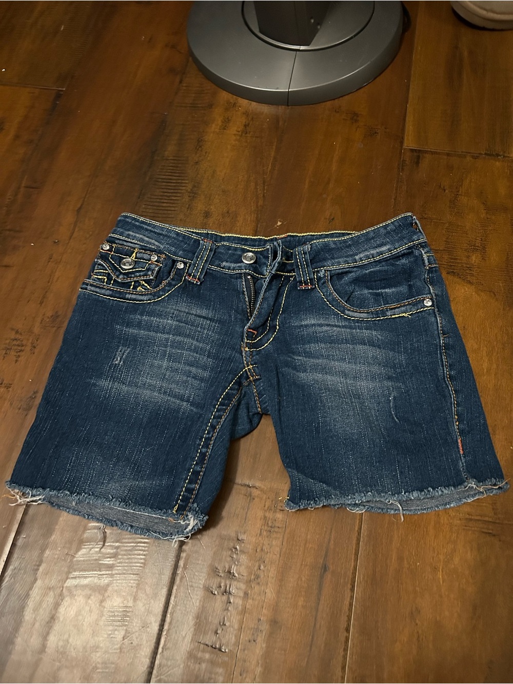 True Religion Dark Blue Denim Cutoff Shorts